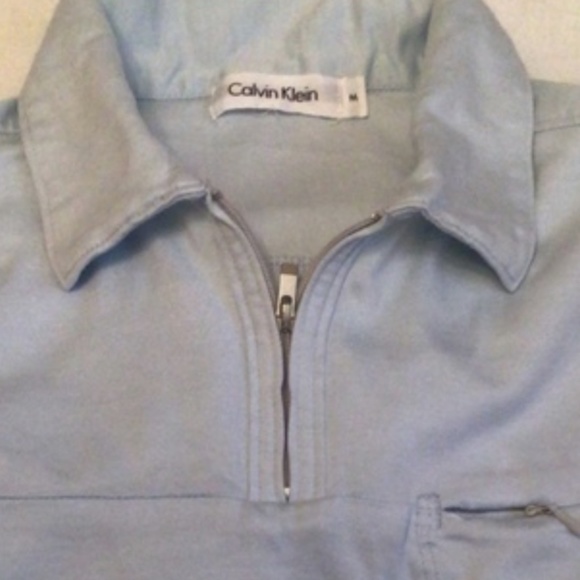 Vintage Calvin Klein Light Blu Short Sleeve Polo Shirt Sz M - Picture 1 of 5